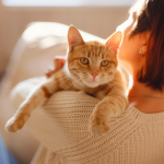 cat cuddle with woman